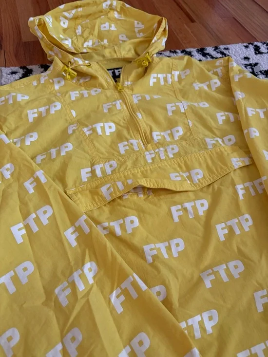 FTP Yellow All-Over Logo Hooded Pullover - Picture 2 of 4